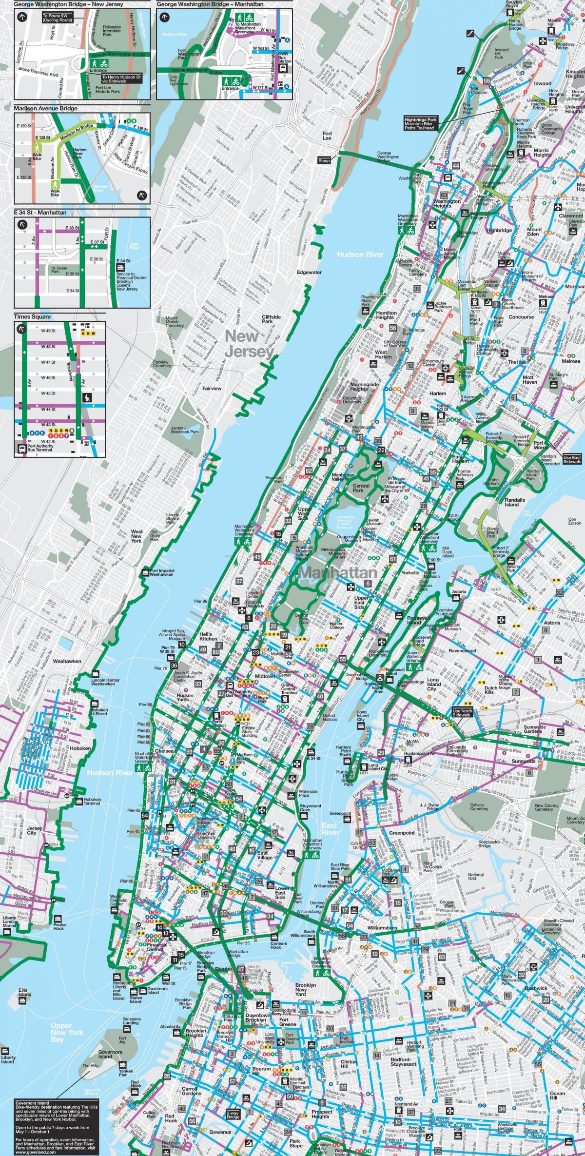 Mapa del carril bici de Manhattan