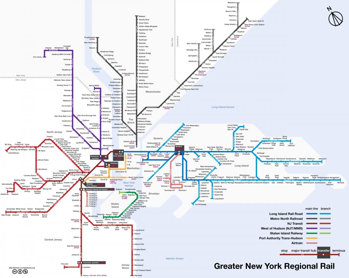 Mapa de las estaciones de tren de Manhattan