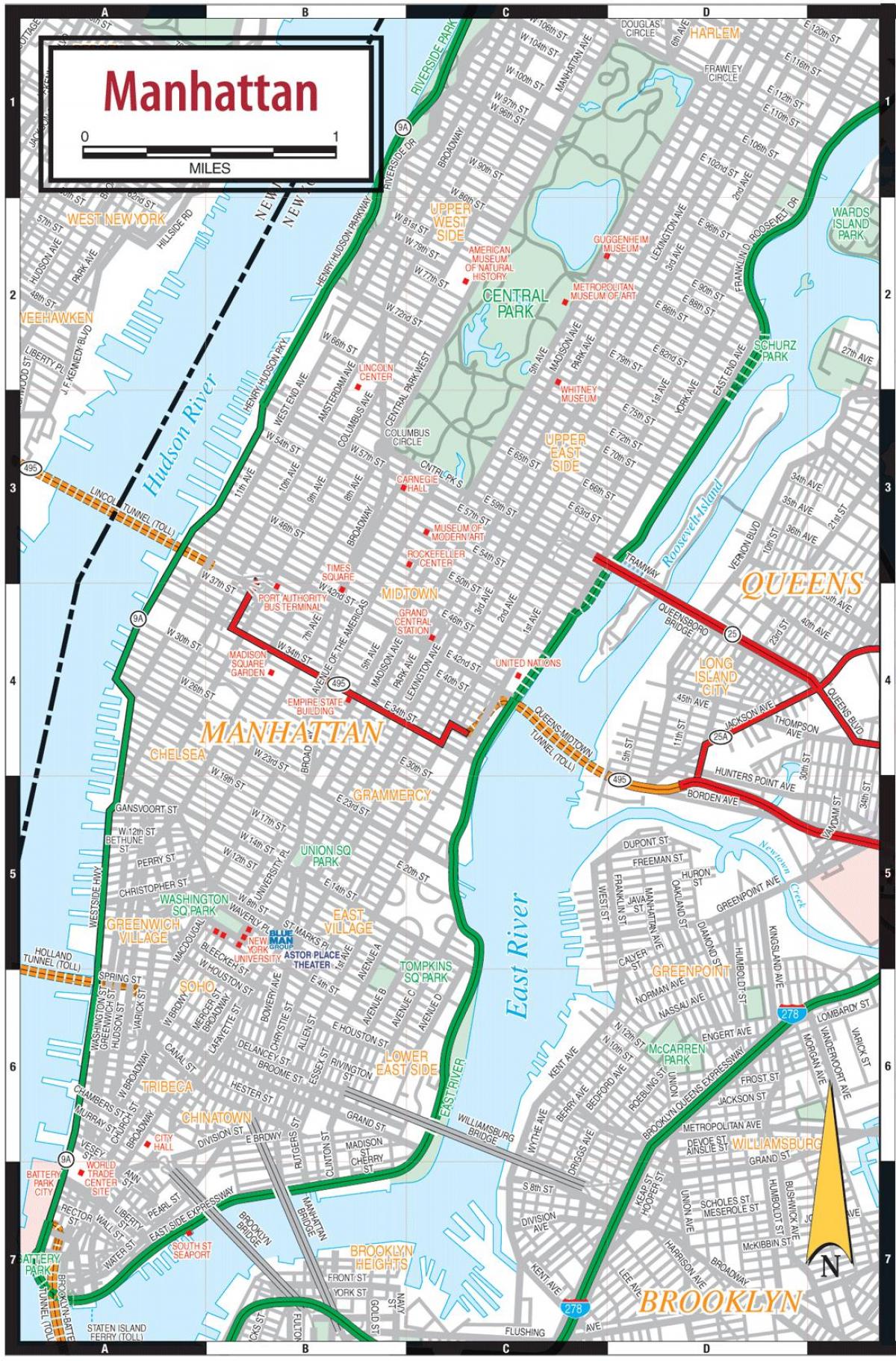 Mapa de carreteras de Manhattan