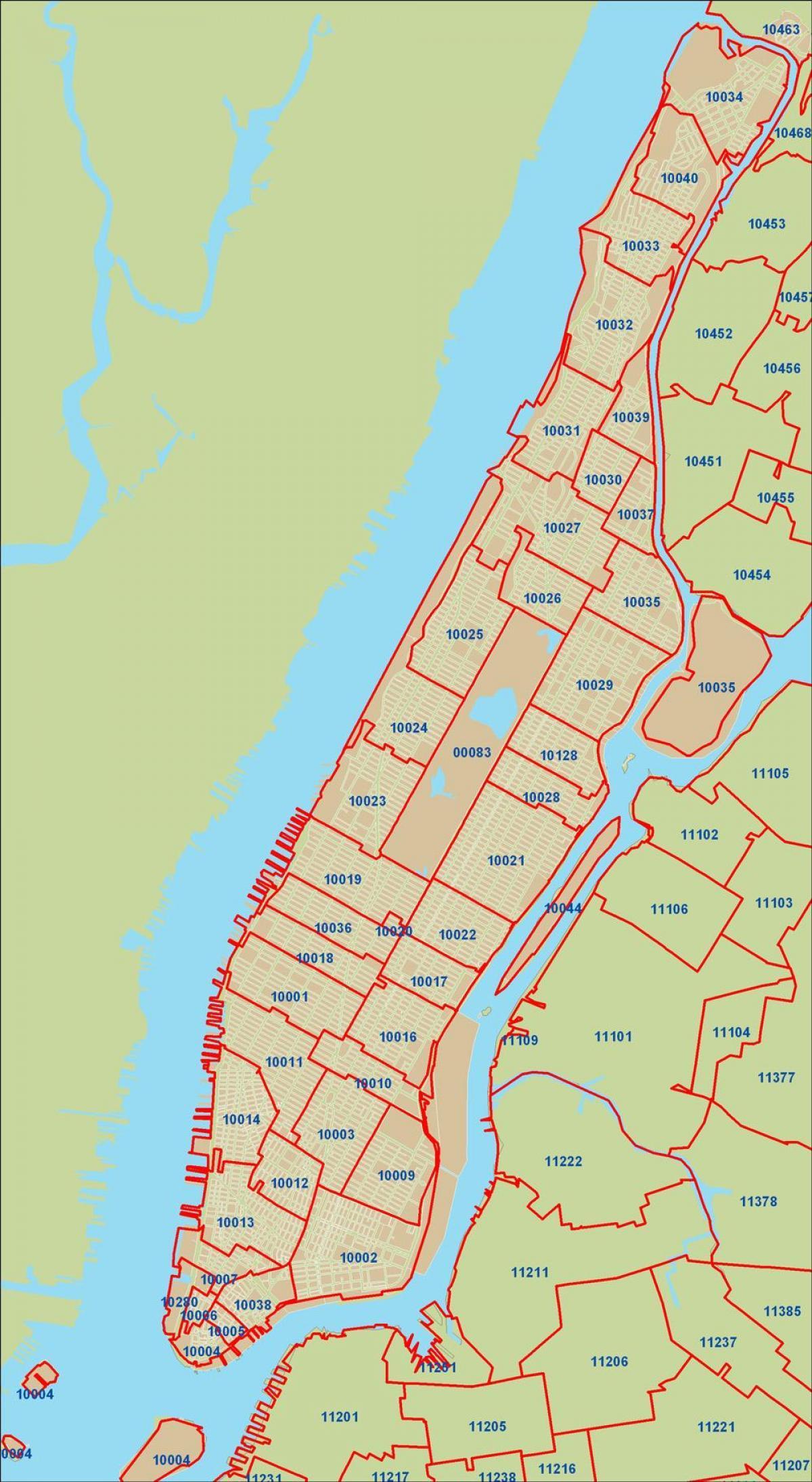 Mapa de códigos postales de Manhattan
