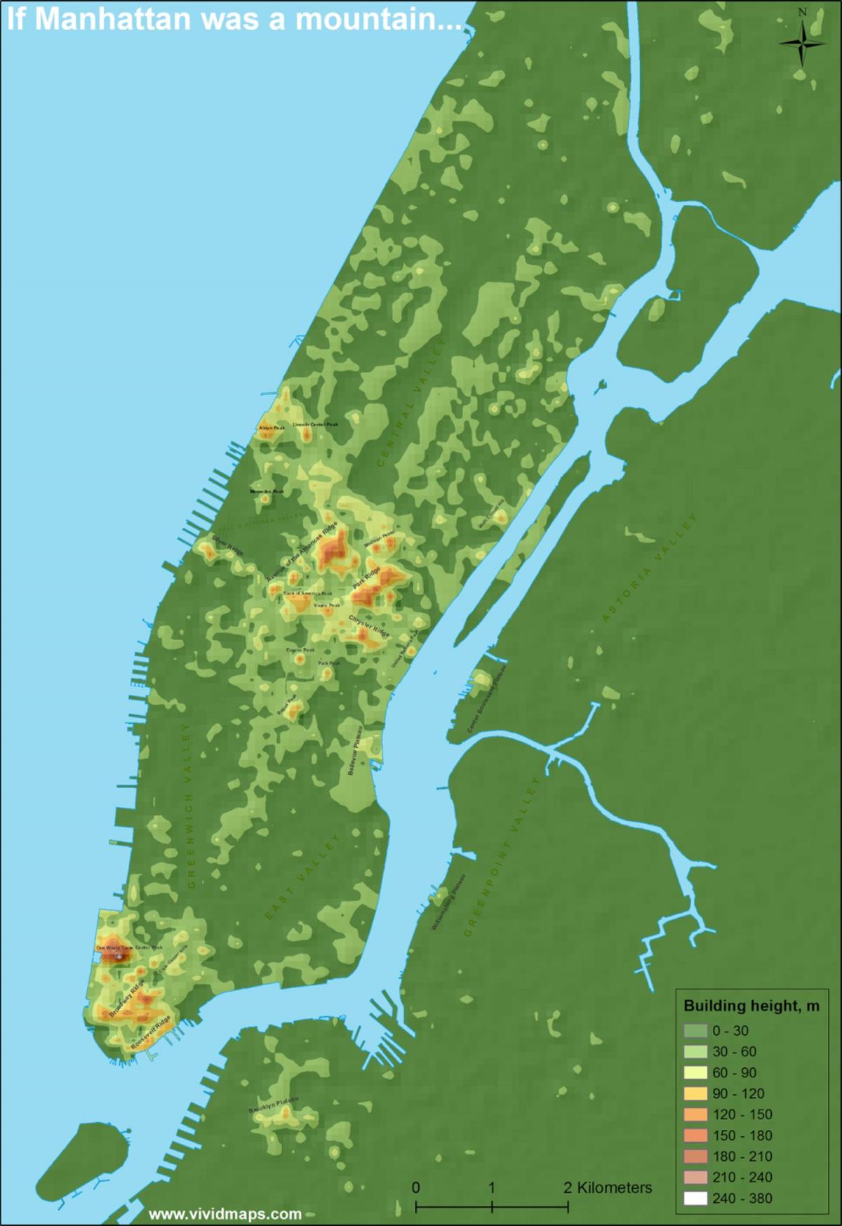 Mapa de elevación de Manhattan